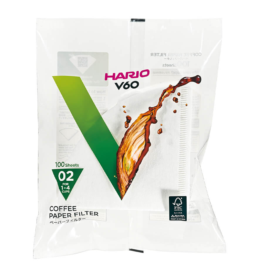 Hario V60-02 Filters — Pack of 100 (Bleached)